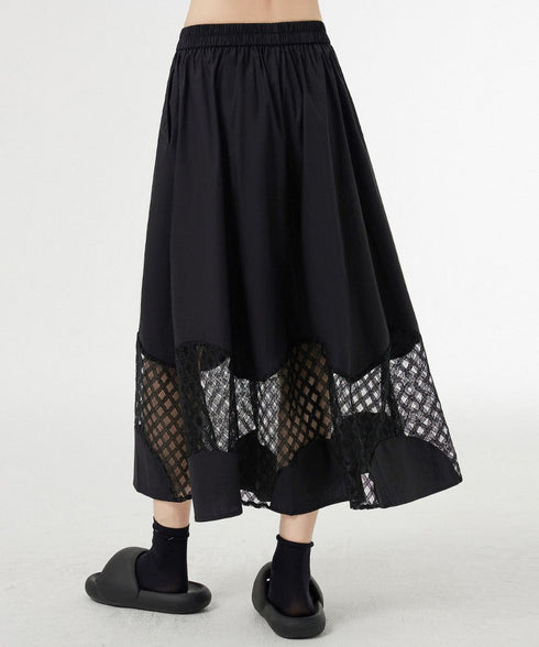 Curved Mesh Panel Flare Skirt